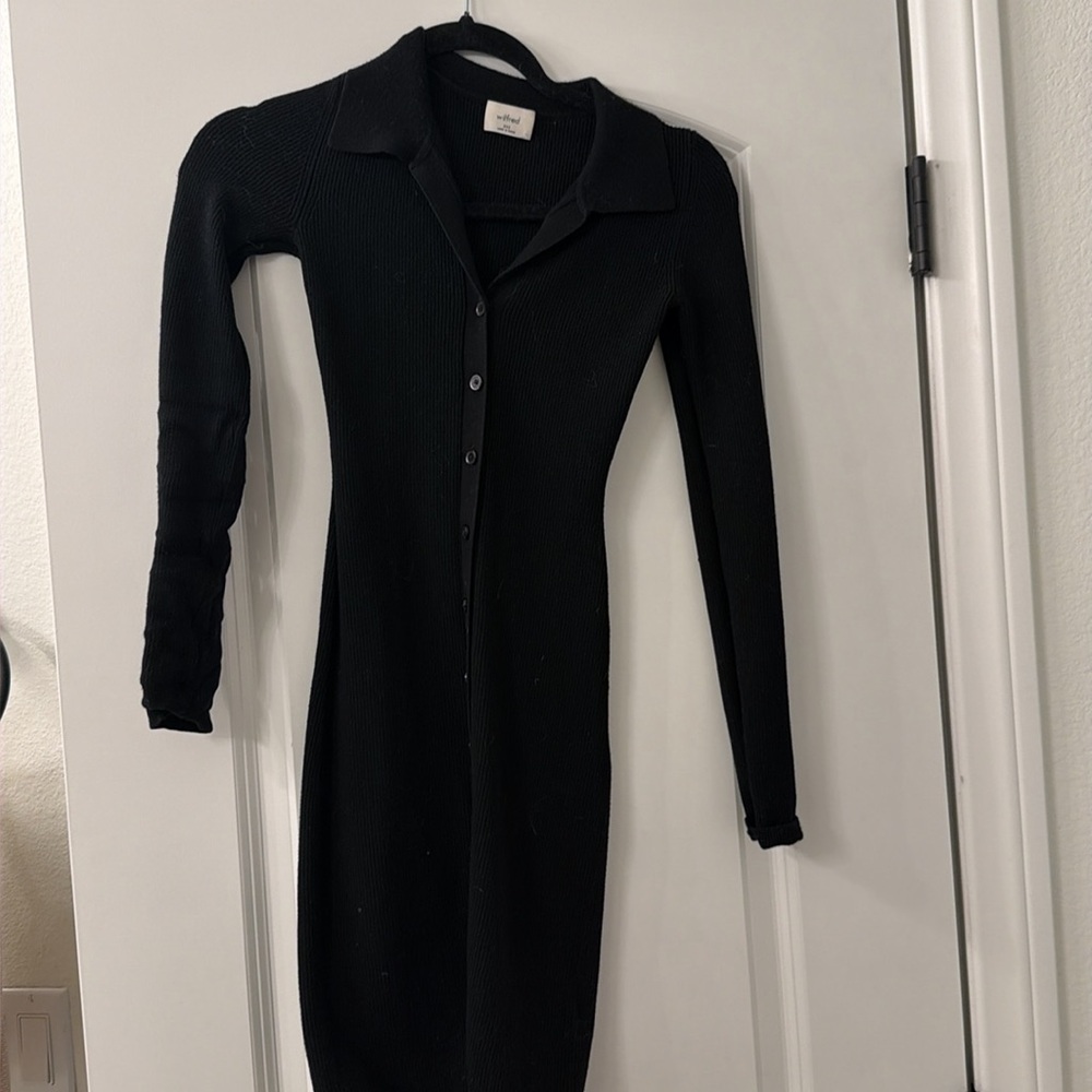 Aritzia Wilfed Cove Long Sleeve Mini Dress Black XXS - Picture 2 of 2